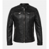 Veste style motard en cuir nappa